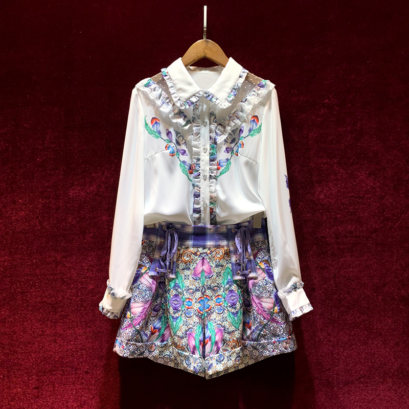 European and American women's wear spring 2022 new Long-sleeved lapel-stitched lace shirt Irregular printed skirt Fashion suit, Blue
European and American women's wear spring 2022 new Long-sleeved lapel-stitched lace shirt Irregular printed skirt Fashion suit, Blue