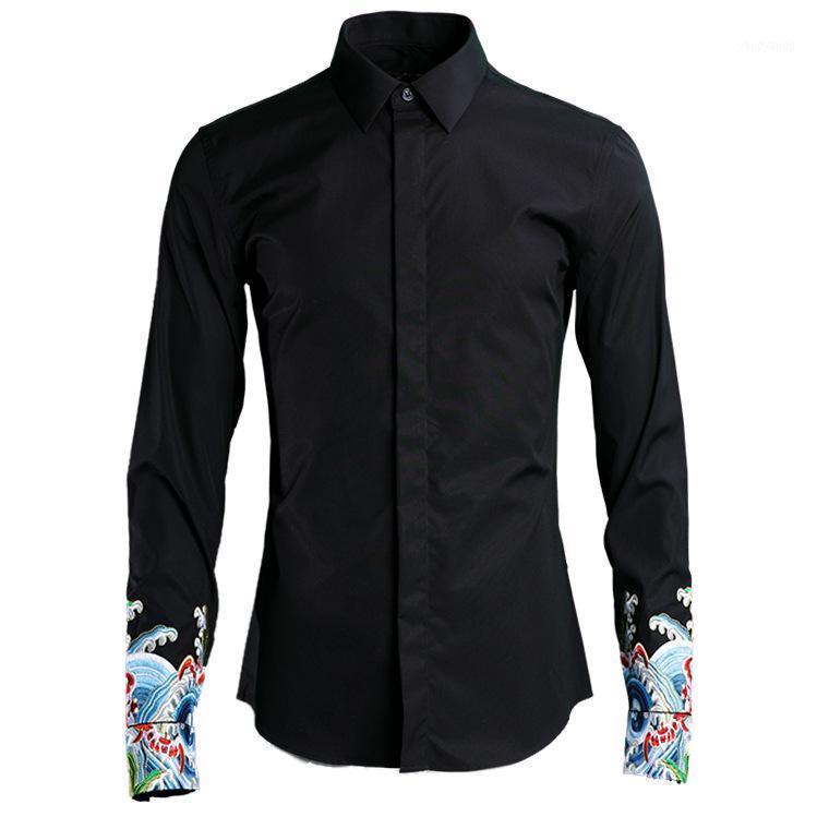 Shirt Luxury Embroidered Fashion White Black Long Sleeve Dress Men Trend Mens Shirts Casual Slim Fit
Shirt Luxury Embroidered Fashion White Black Long Sleeve Dress Men Trend Mens Shirts Casual Slim Fit