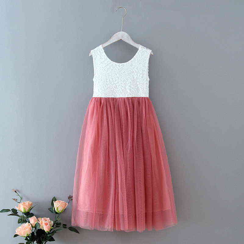 Summer New Girl Princess Dress Eyelash Back Lace Flat Tulle Bohemian Holiday Beach Dress Wedding Party Dress E13843 Y220510
