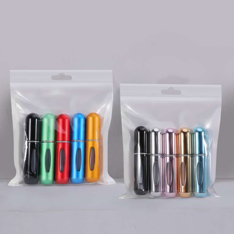 TYCBEU 5pcs Refillable Small Vials Top Quality Perfume Spray Container Aluminum Bottle Empty Tool Travel Liquid Perfume Bottles 220711