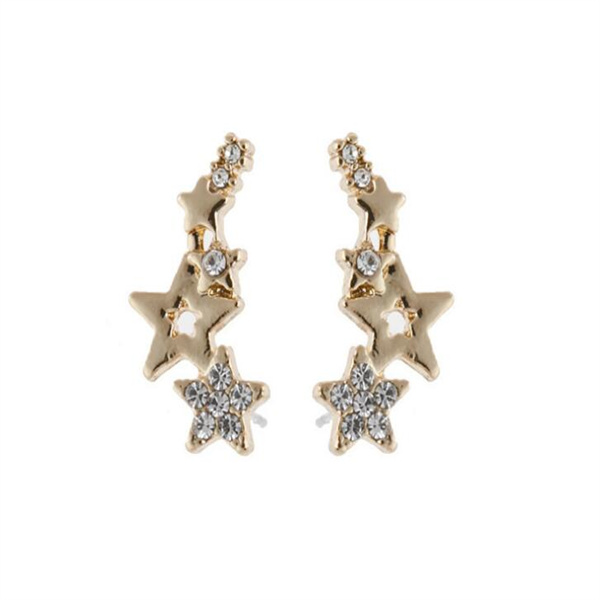 Stud Simple Stylish Star Women Drop Earrings Shiny White Zircon Exquisite Versatile Female Earring Fashion Jewelry GC1027