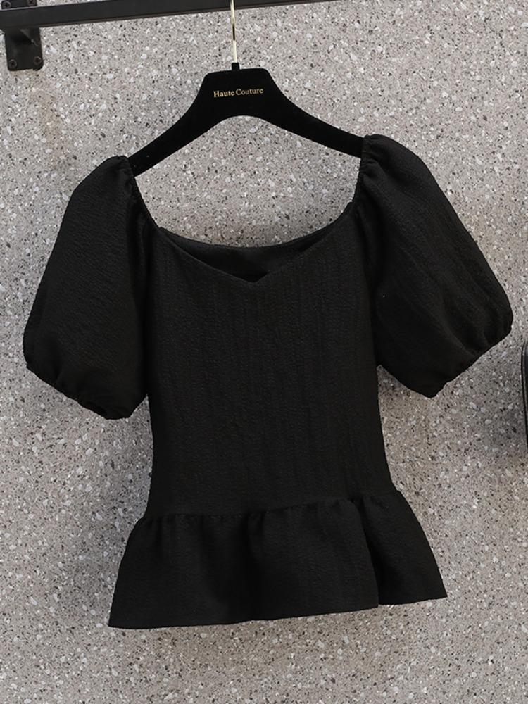 Women's Blouses & Shirts Oversize -4XL V-neck Short Female Summer Fashion Korean Black Sleeve Large Tshirt Simple Ruffles TopsWomen's
Women's Blouses & Shirts Oversize -4XL V-neck Short Female Summer Fashion Korean Black Sleeve Large Tshirt Simple Ruffles TopsWomen's