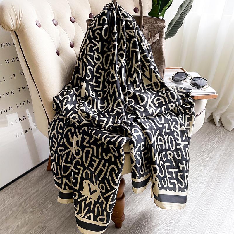 Scarves Letter Print Silk Scarf Women Beach Stole Shawls And Wraps Headscarf Lady Neckerchief Female Echarpe Pashmina Headband BandanaScarve
Scarves Letter Print Silk Scarf Women Beach Stole Shawls And Wraps Headscarf Lady Neckerchief Female Echarpe Pashmina Headband BandanaScarve