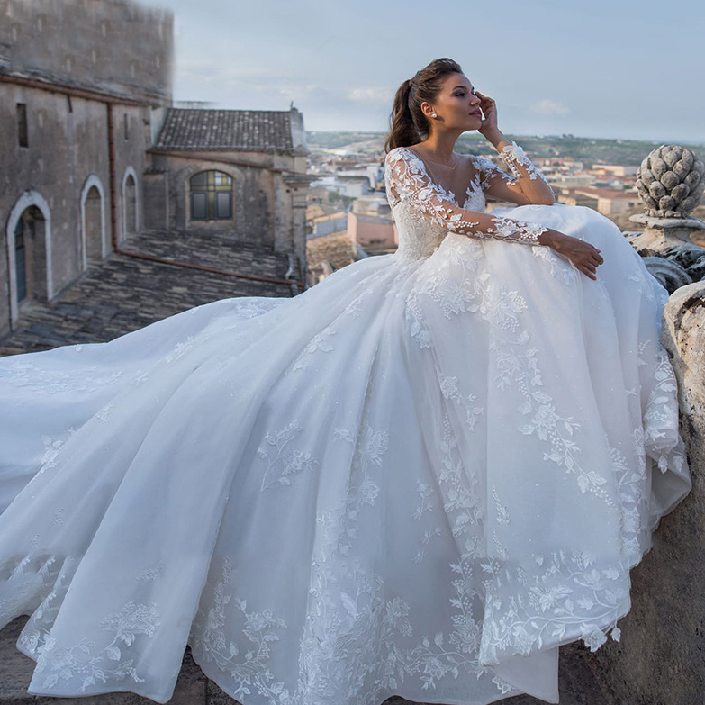 Ball Dress Handmade Butterfly Sweetheart Cathedral Train Dainty Lace Bridal Wedding Gowns Dresses Vestido De Noiva 403
