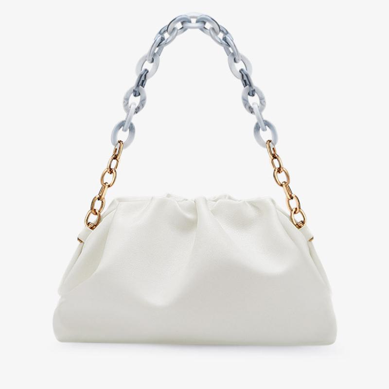 Evening Bags Dumpling Shape Shoulder Bag For Women Personalized PU Material High Capacity Solid Color Chain Decoration Handbag, White
Evening Bags Dumpling Shape Shoulder Bag For Women Personalized PU Material High Capacity Solid Color Chain Decoration Handbag, White