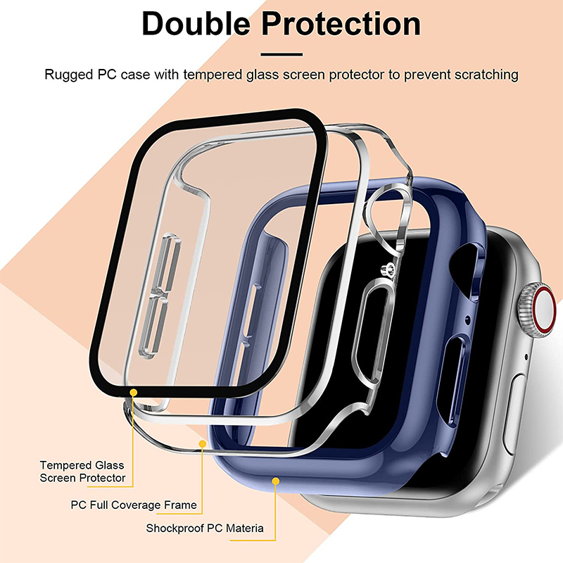 Tempered Glass Cover For Apple Watch Case Series 9 8 7 41mm 45mm 42mm S10 42mm 46mm HD PC Bumper Screen Protector iWatch 6 5 4 se 44mm 40mm With Retai