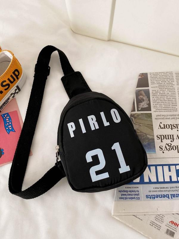 Kids Number & Letter Graphic Sling Bag SHE