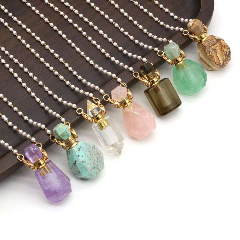 Pendant Necklaces Amethyst Natural Semi-precious Stone Perfume Bottle Charm Free Freshwater Pearl Chain For DIY Jewelry Making GiftsPendant
Pendant Necklaces Amethyst Natural Semi-precious Stone Perfume Bottle Charm Free Freshwater Pearl Chain For DIY Jewelry Making GiftsPendant