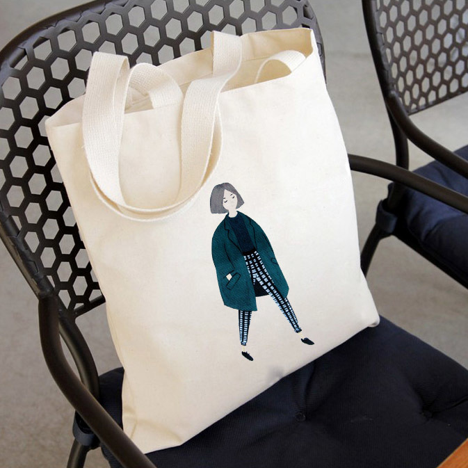 Sturdy canvas green shopping bags Artistic and simple handheld Single shoulder bag With zipper CX220325