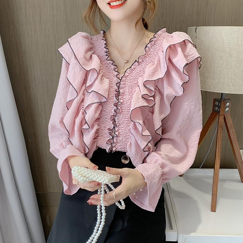 Women' Blouses & Shirts Women Blouse Summer Autumn Fashion Female V-neck Ruffles Long Sleeve Solid Pullover Top Casual Chiffon BlouseWomen, White
Women' Blouses & Shirts Women Blouse Summer Autumn Fashion Female V-neck Ruffles Long Sleeve Solid Pullover Top Casual Chiffon BlouseWomen, White