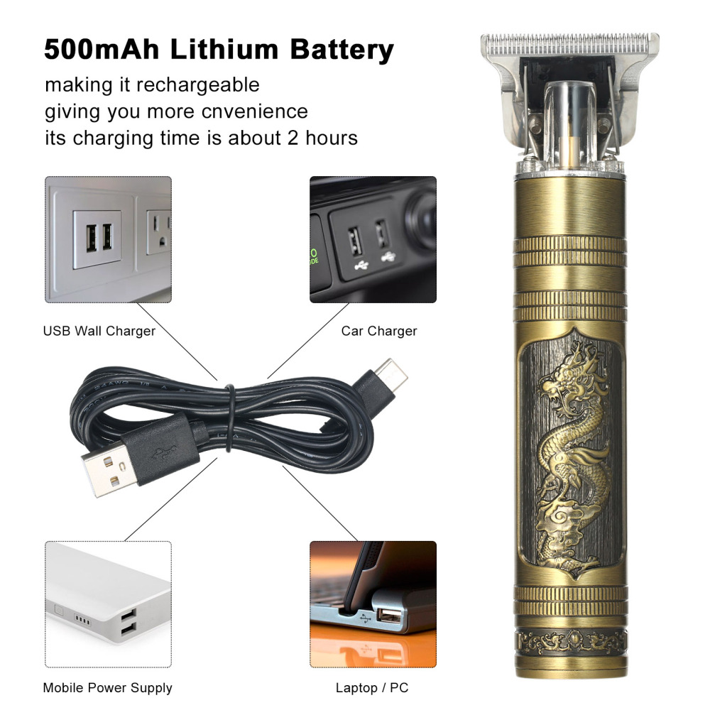 Professional Cordless Electric Hair Trimmer Vintage Haircut Hair Clipper Barber Beard Hair Cutting Machine For Man