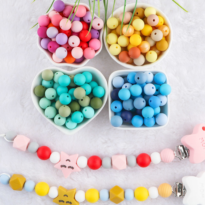 Kovict 1002005001000Pcs Silicone round Beads 12mm DIY pacifier Chain Nurse Gift round Silicone Beads Teether For Necklace 220815