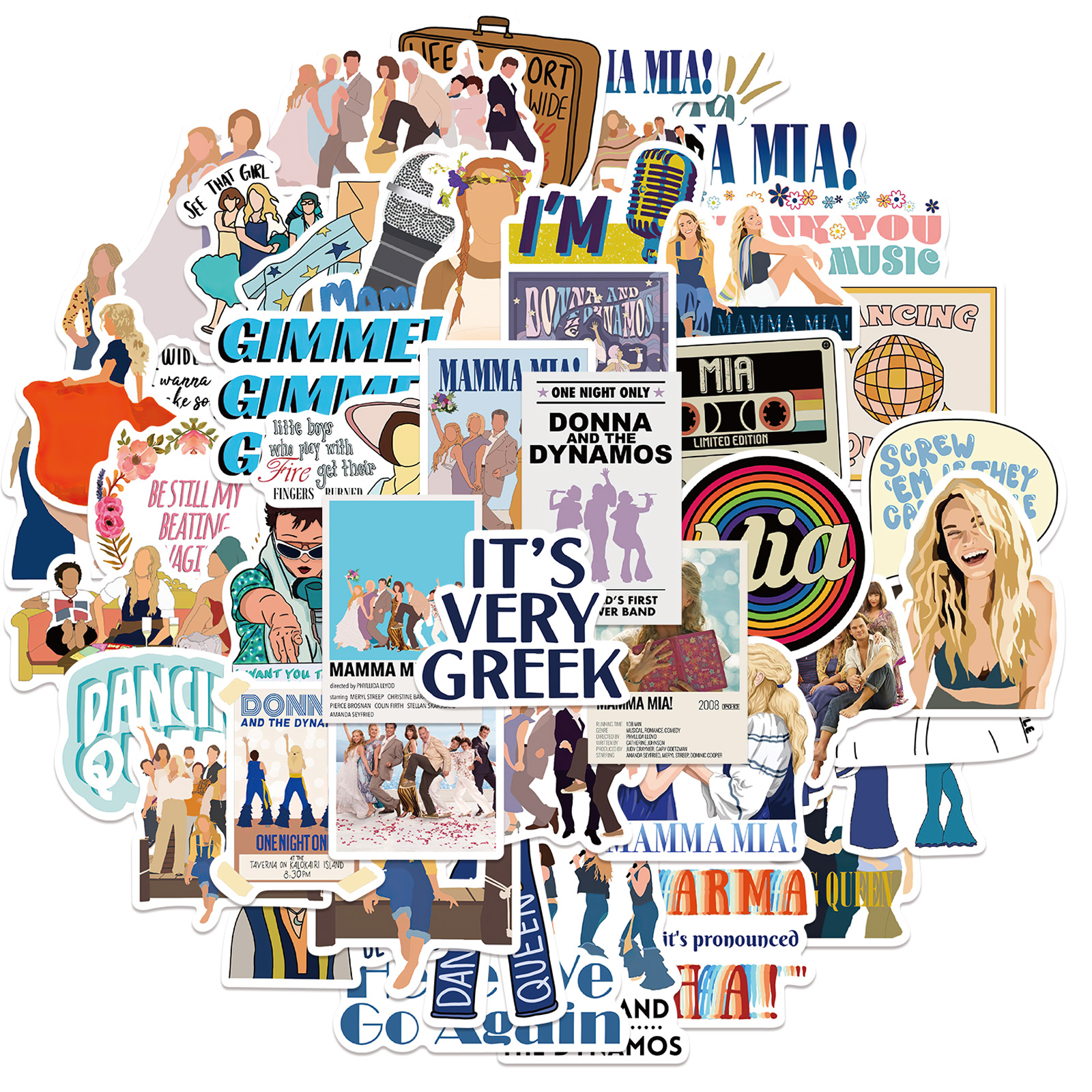 50Pcs Song and Dance Movie Sticker MammaMia Stickers Graffiti Kids Toy Skateboard car Motorcycle Bicycle Sticker Decals Wholesale