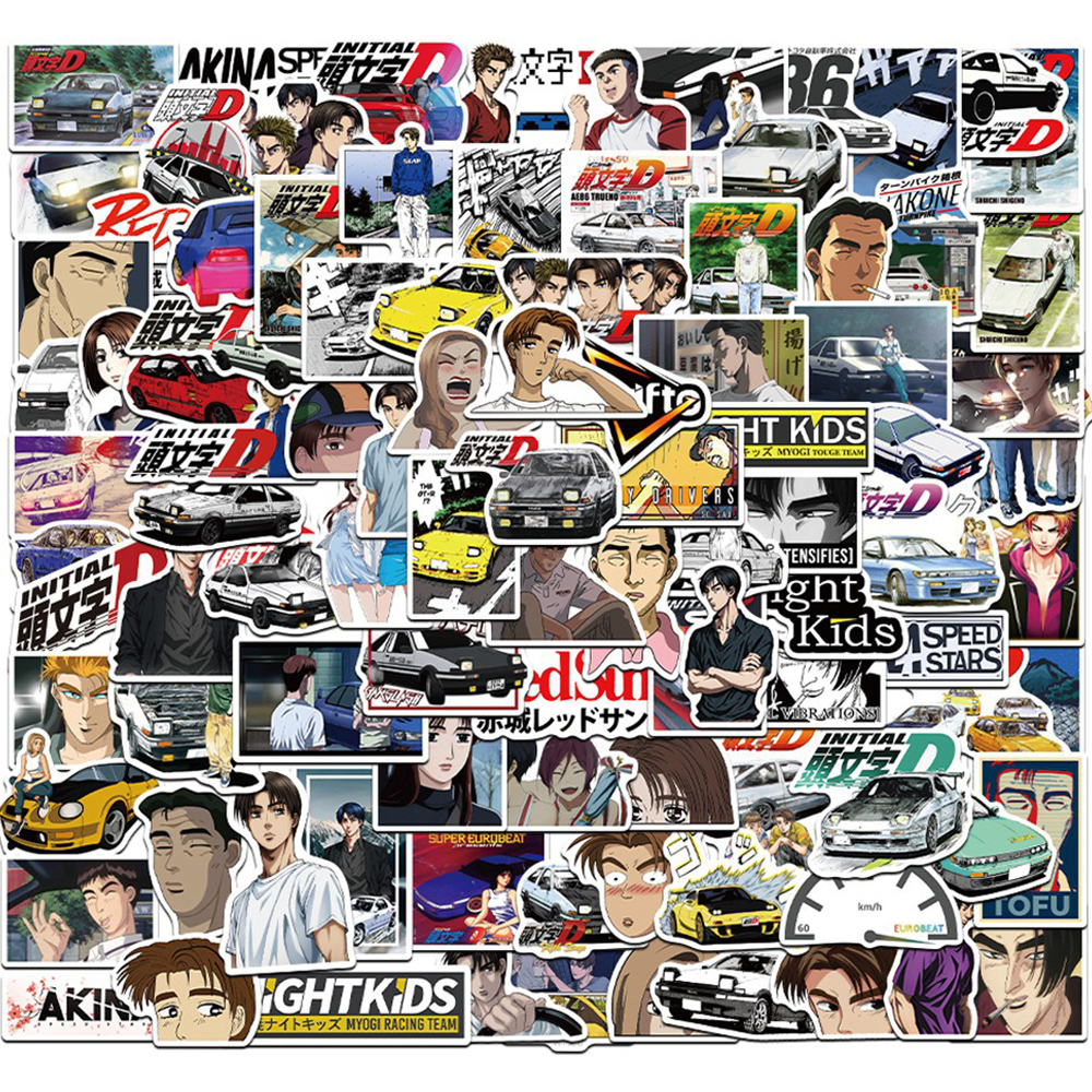 New Waterproof 10/30/50/100PCS Initial D Anime Stickers Graffiti Decals Car Phone Bike Guitar Luggage Laptop Cool Kid Toy Sticker sticker