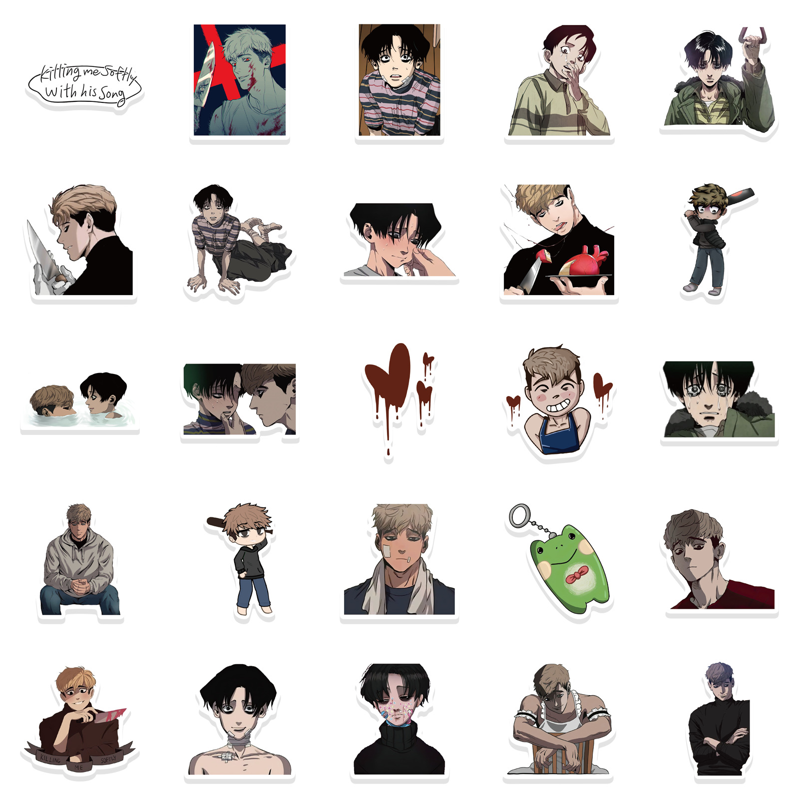 50Pcs Japanese Anime Killing Stalking Stickers Cartoon Boy Love Graffiti Stickers for DIY Luggage Laptop Skateboard Motorcycle Bicycle Sticker