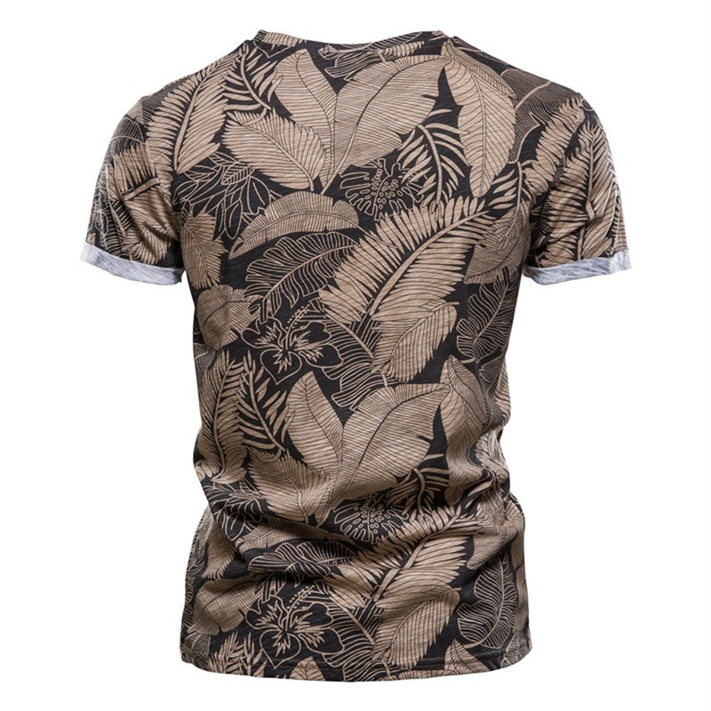 AIOPESON Summer Leaf Printed T Shirts Men Oneck 100% Cotton Shortsleeved Mens TShirt Summer Male Tops Tee Shirts 220704