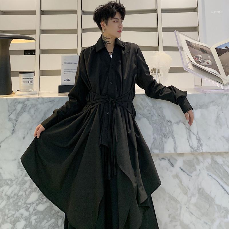 European And American Men' Ultra-Long Tethered White Shirt Trendy Fashion Irregular Loose Personality Casual Shirts, Black
European And American Men' Ultra-Long Tethered White Shirt Trendy Fashion Irregular Loose Personality Casual Shirts, Black