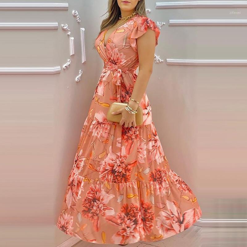 Casual Dresses Women V-Neck Ruffles Sleeve Floral Print Chiffon Dress Maxi Vacation 2022, As pic
Casual Dresses Women V-Neck Ruffles Sleeve Floral Print Chiffon Dress Maxi Vacation 2022, As pic