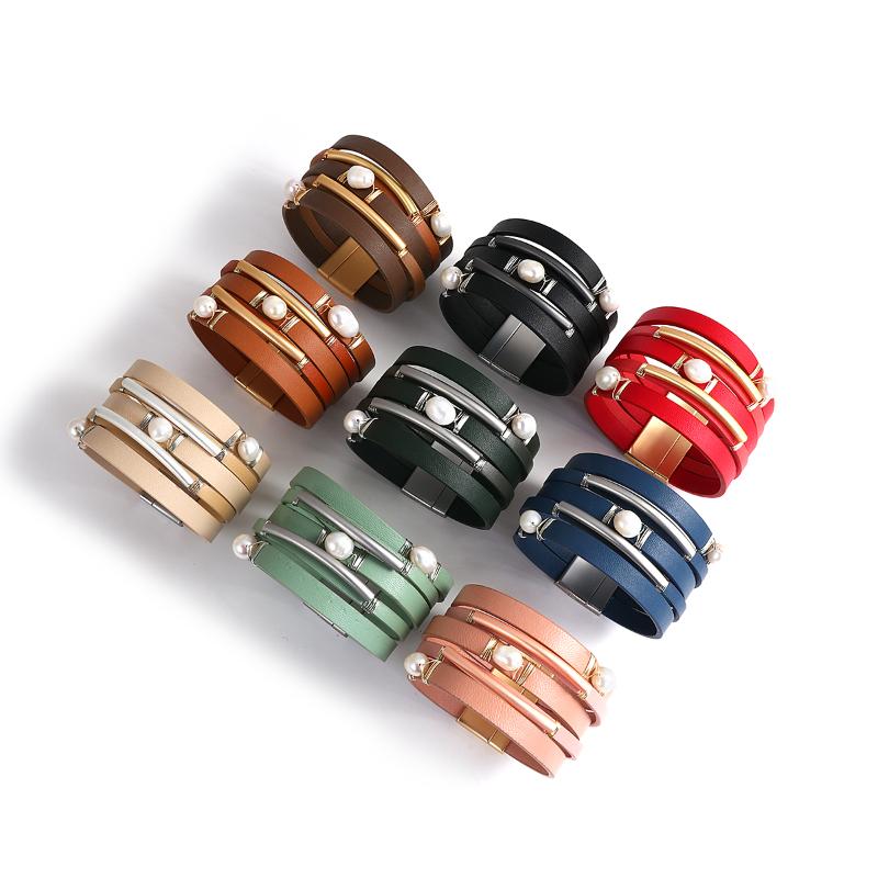Charm Bracelets Amorcome Bohemian Handmade Genuine Leather Wrap Metal Tube Beads Baroque Pearls Bracelet Jewelry Femme GiftCharm
Charm Bracelets Amorcome Bohemian Handmade Genuine Leather Wrap Metal Tube Beads Baroque Pearls Bracelet Jewelry Femme GiftCharm