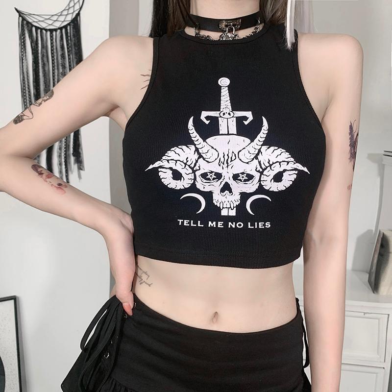 Women' Tanks & Camis Grunge Gothic Print Tank Top Harajuku Bodycon O Neck Sleeveless Cropped Tops Streetwear Punk Women Summer Basic TopsWo, Black
Women' Tanks & Camis Grunge Gothic Print Tank Top Harajuku Bodycon O Neck Sleeveless Cropped Tops Streetwear Punk Women Summer Basic TopsWo, Black