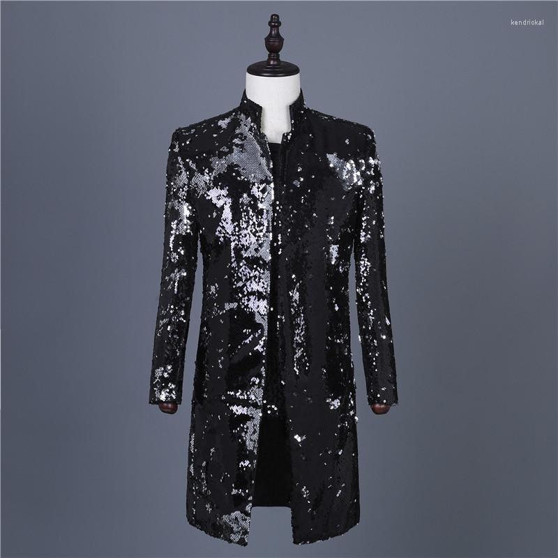 Men's Trench Coats Performance Jacket Black Sequins Suit Windbreaker Stand Collar Nightclub Host Costume Mid-long Coat Kend22, Gold green
Men's Trench Coats Performance Jacket Black Sequins Suit Windbreaker Stand Collar Nightclub Host Costume Mid-long Coat Kend22, Gold green