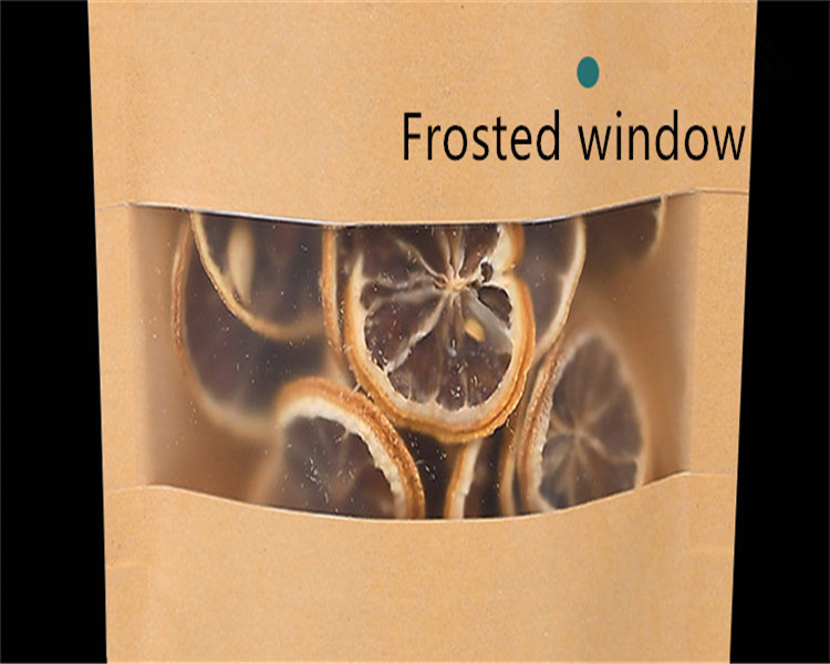 100pcs Thick Stand up Kraft Paper Frosted Window Zip Lock Bag Resealable Biscuits Ground Coffee Beans Snack Flower Tea Fruits NUts Gifts Storage Pouch