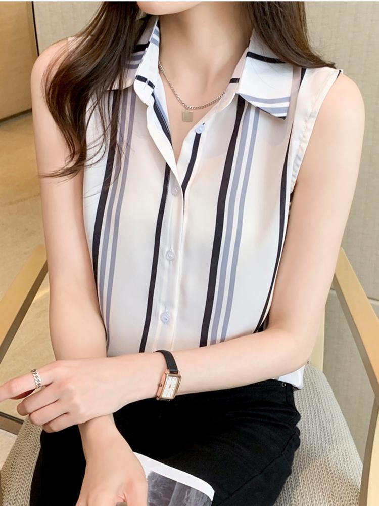 Women' Blouses & Shirts White Striped Female Blusas Casual Office OL Basice 2022 Summer Sleeveless Blouse Women Tops, Photo color
Women' Blouses & Shirts White Striped Female Blusas Casual Office OL Basice 2022 Summer Sleeveless Blouse Women Tops, Photo color