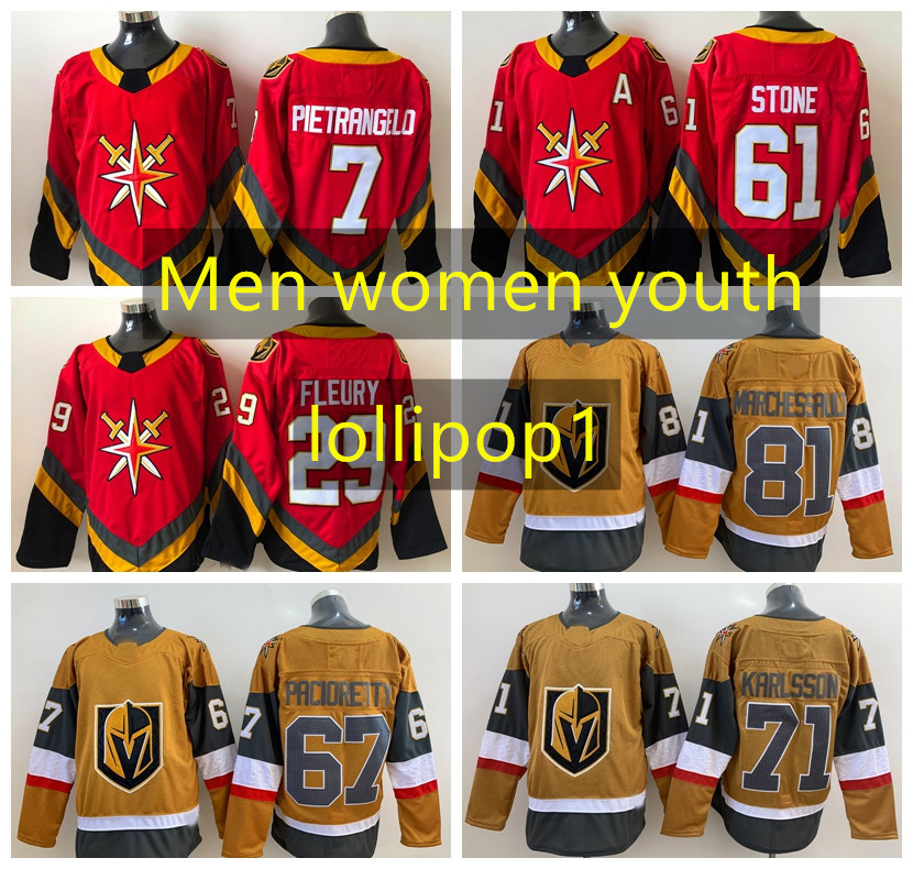 

Vegas''Golden''Knights Hockey Jerseys custom 7 Alex Pietrangelo 29 Marc-Andre Fleury 61 Mark Stone 67 Max Pacioretty 71 William Karlsson 75 Ryan Reaves 324, As