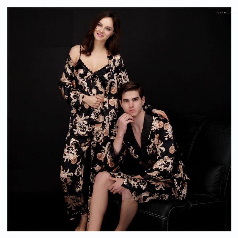 Fashion Men Robes Women Pajama Sets Faux Silk Sexy Couple Home Sleepwears Pajamas Printed Pattern Long Sleeve 's Bathrobes, Tzbu
Fashion Men Robes Women Pajama Sets Faux Silk Sexy Couple Home Sleepwears Pajamas Printed Pattern Long Sleeve 's Bathrobes, Tzbu