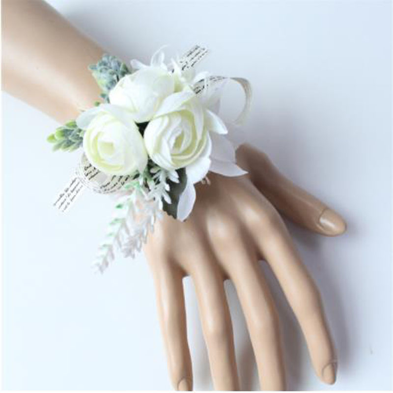 Corsage Men Wedding Rustic Boutonniere White Bridal Wrist Corsage Bridesmaid Groomsmen Party Meeting Personal Decorations