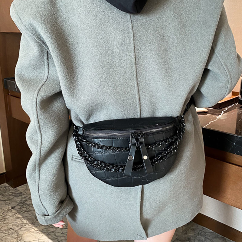Luxury Chain Waist Bag Phone Pack And Purse For Women Belt Bags Stone pattern Female Fanny pack Fashion Brand 220509