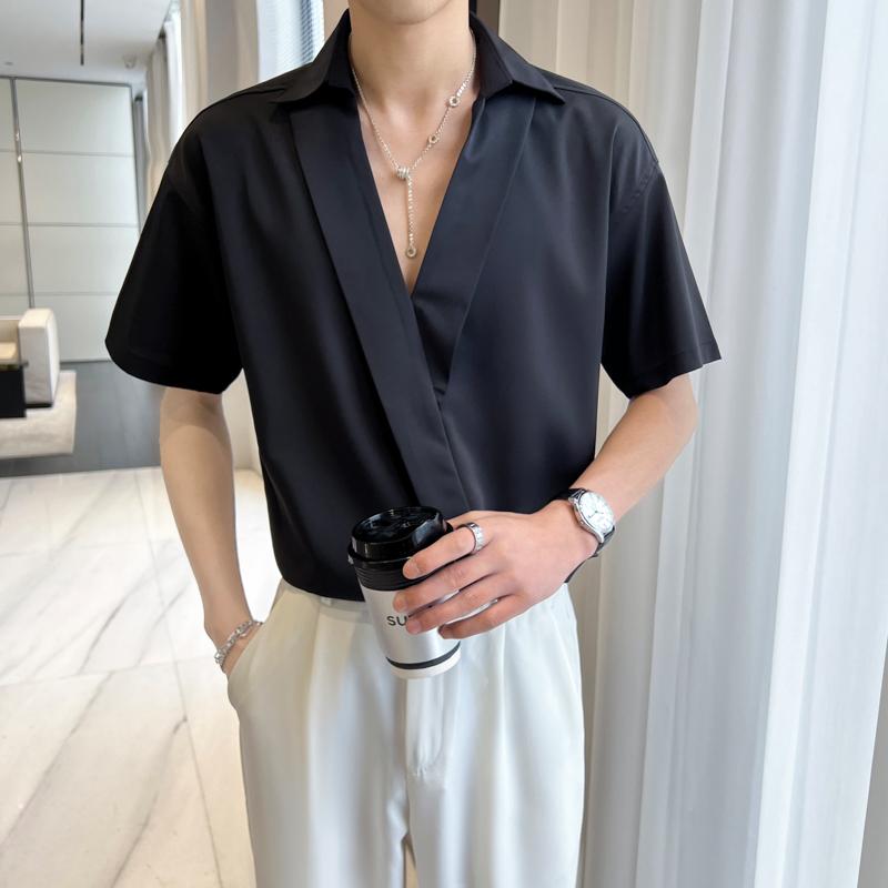 Men's Casual Shirts Summer Sexy V Neck Men 2022 Loose Short Sleeve Shirt Social Streetwear Clothing Party Tuxedo BlouseMen's, Black
Men's Casual Shirts Summer Sexy V Neck Men 2022 Loose Short Sleeve Shirt Social Streetwear Clothing Party Tuxedo BlouseMen's, Black