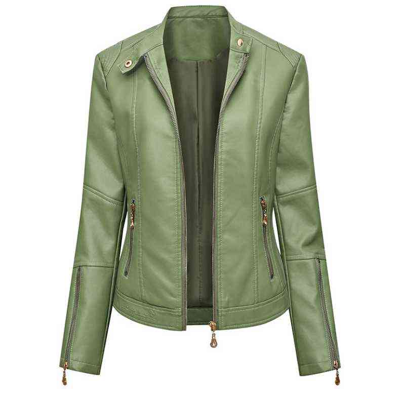 PU Faux Leather Jacket Women Slim Fit Fashion Zipper Casual Biker Jackets Outwear Female Tops Spring Autumn Leather Coat WF163 L220728, Grass green
PU Faux Leather Jacket Women Slim Fit Fashion Zipper Casual Biker Jackets Outwear Female Tops Spring Autumn Leather Coat WF163 L220728, Grass green