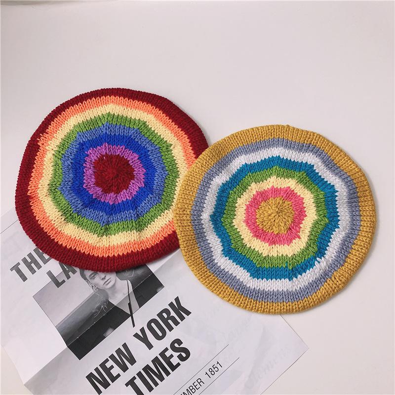 Berets Autumn Winter Color Striped Knitted Beret Korean Version Ins Literary Retro Painter Hat Girl Show Face Small Melon TideBerets, Red
Berets Autumn Winter Color Striped Knitted Beret Korean Version Ins Literary Retro Painter Hat Girl Show Face Small Melon TideBerets, Red