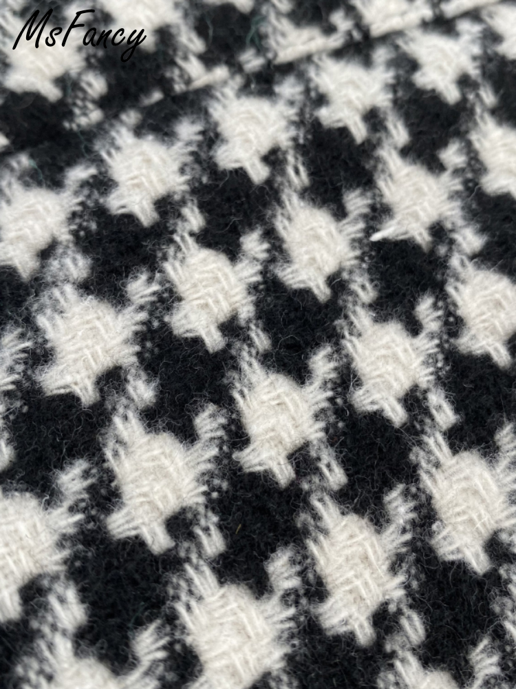 Msfancy Plaid Mini Skirt Women Black White Fashion Official Faldas Mujer Korean Style High Waist Short Jupe 220317