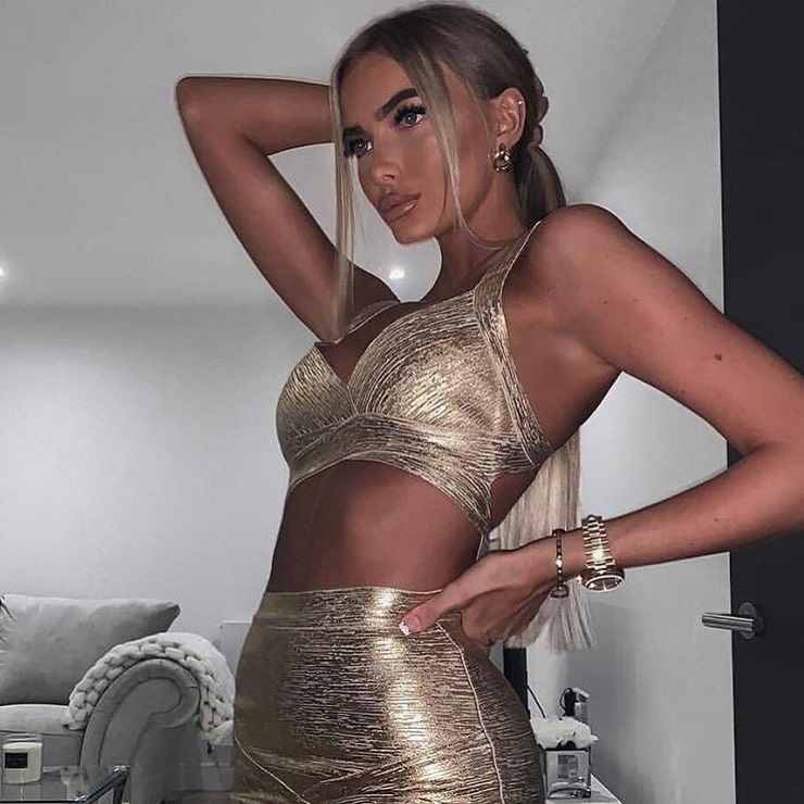 BEAUKEY Sexy Short Metalic HL Bandage Crop Top Women Vest Gold Silver Plus Size XL Camis Bodycon Club Party Tank Wholesale 220325