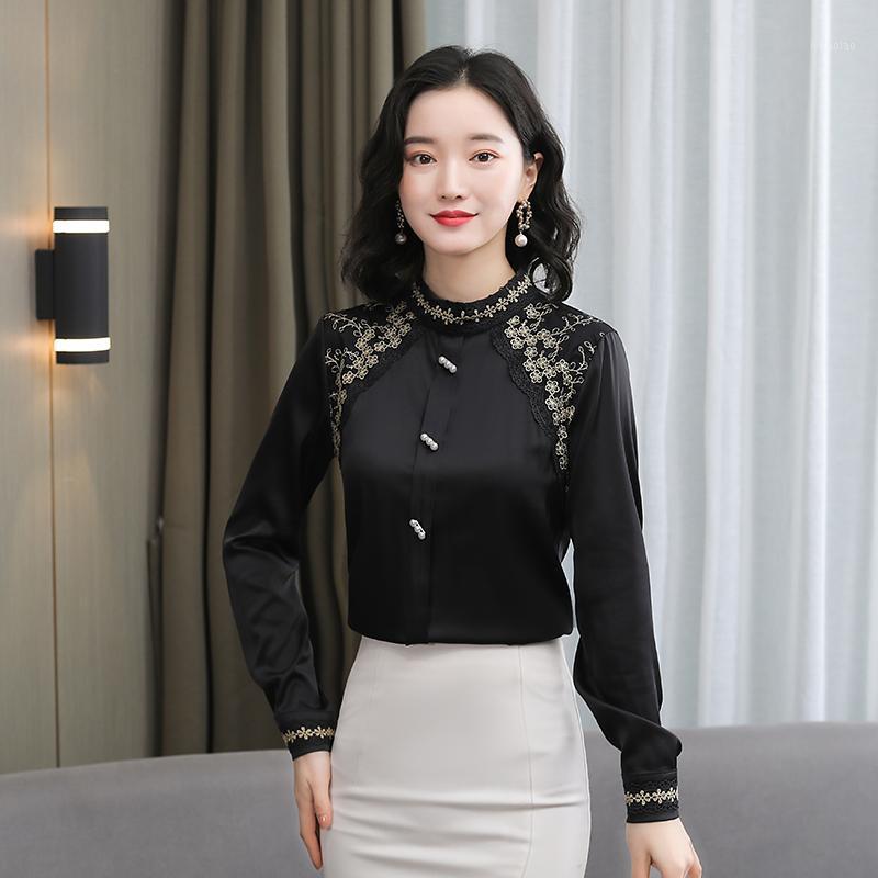 Women' Blouses & Shirts Autumn O Collar Shirt Long Sleeve Top Stitching Blouse Solid Color Satin Hedging Casual Fashion Lady Loose, Black
Women' Blouses & Shirts Autumn O Collar Shirt Long Sleeve Top Stitching Blouse Solid Color Satin Hedging Casual Fashion Lady Loose, Black