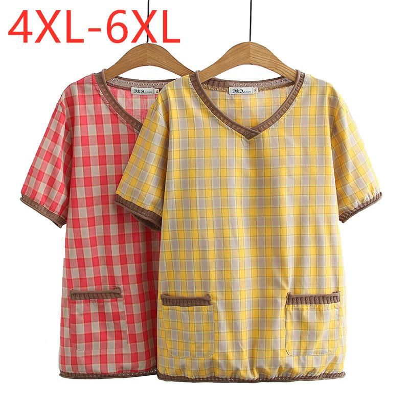 Women's T-Shirt Ladies Summer Plus Size Tops For Women Large Short Sleeve Loose Cotton Linen Yellow Plaid V-neck 5XL 6XLWomen's, Red
Women's T-Shirt Ladies Summer Plus Size Tops For Women Large Short Sleeve Loose Cotton Linen Yellow Plaid V-neck 5XL 6XLWomen's, Red