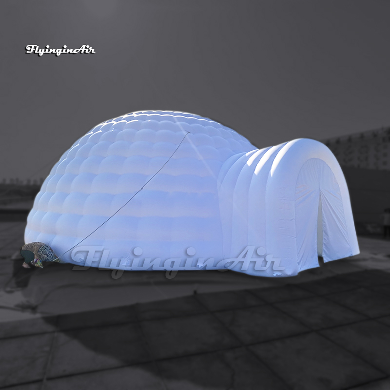 Advertising Inflatable Igloo LED Dome Tent 10m White Lighting Air Blow Up Circular Tent With 2 Doors For Party And Wedding Event