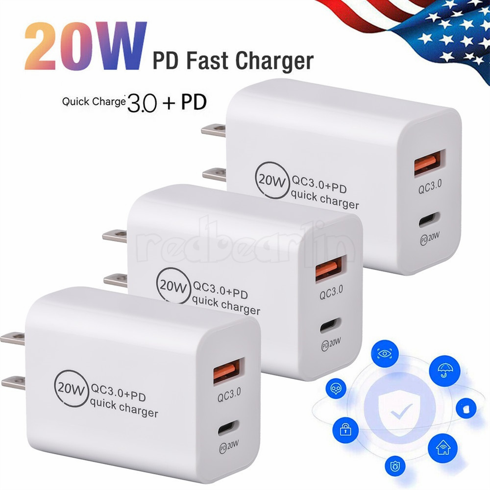 High Speed 20W 12W Fast Quick PD Charger Eu Us Home Travel Power Adapter USB-C QC3.0 Wall Charge Plugs For Iphone 12 13 14 Samsung tablet