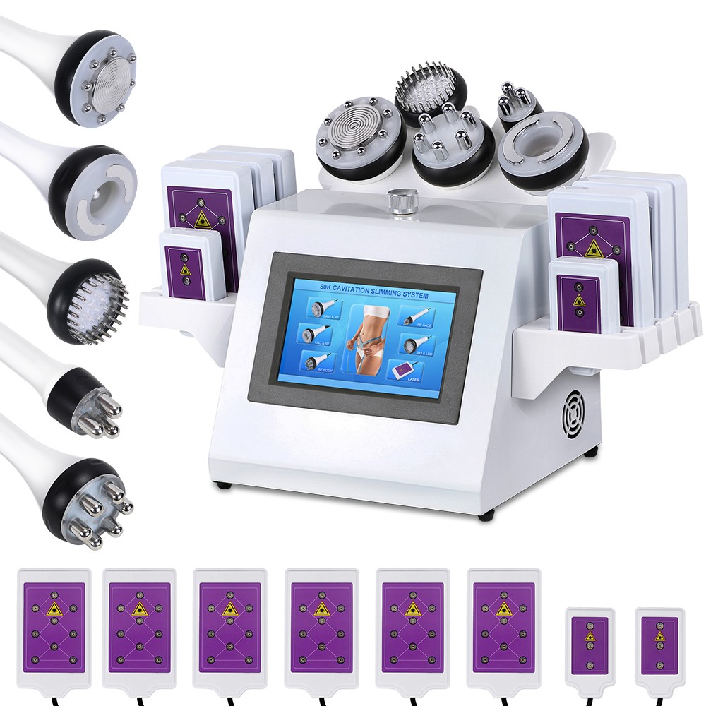 RF 80k Laser Lipo Cavitation Slimming Machine Face Massager 6 In 1 EMS Radio Frequency Skin Tightening Red Light Therapy Full Body