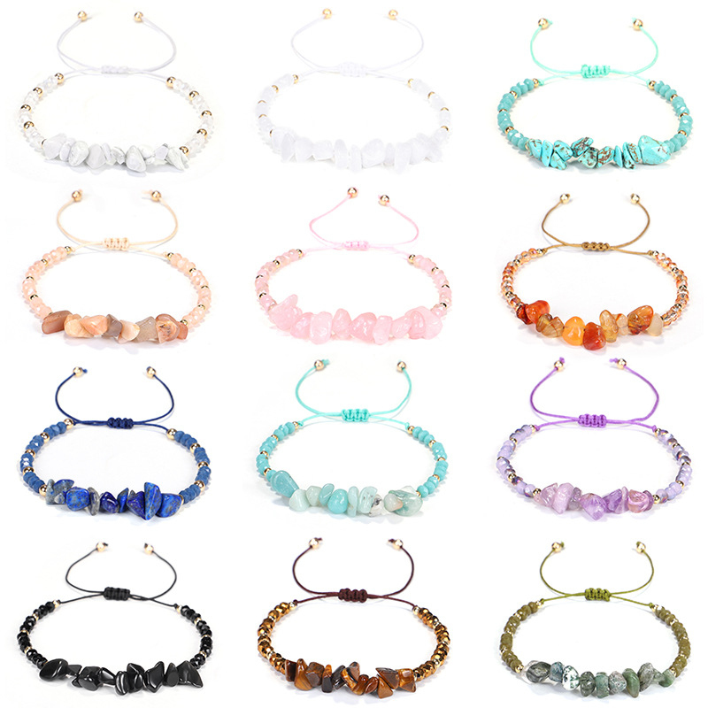 Handmade Colorful Natural Stone Agate Beads Strands Bracelet Amethyst Tiger Eye Jewelry for Lovers Gift