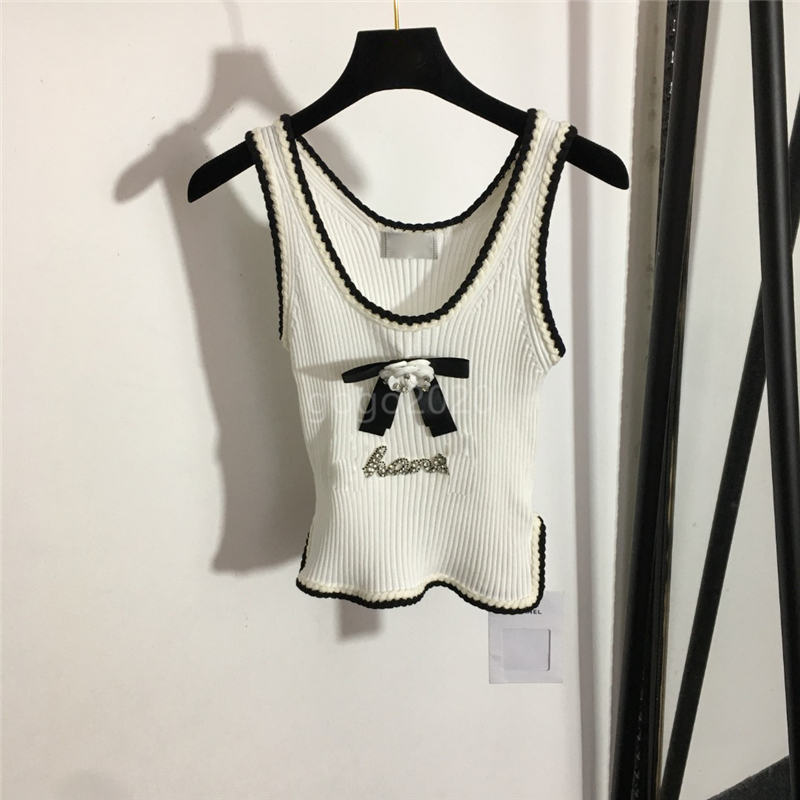 2022 womens summer bow knit tee designer tops with letter crystal female milan runway cotton designer crop top t-shirt clothing high end pullovers camisole, White
2022 womens summer bow knit tee designer tops with letter crystal female milan runway cotton designer crop top t-shirt clothing high end pullovers camisole, White