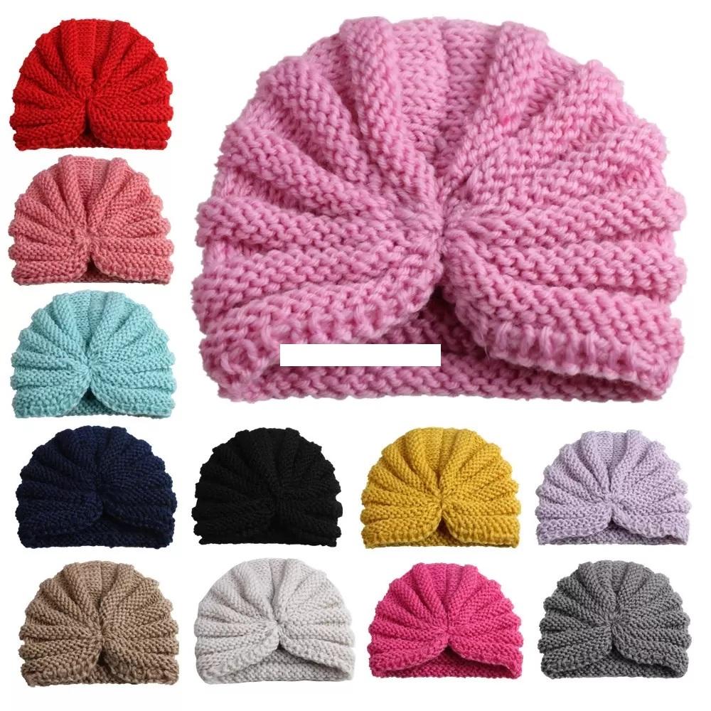 INS Toddler infants india hat kids Autumn winter Beanie hats baby knitted caps turban for boys girls 12 colors