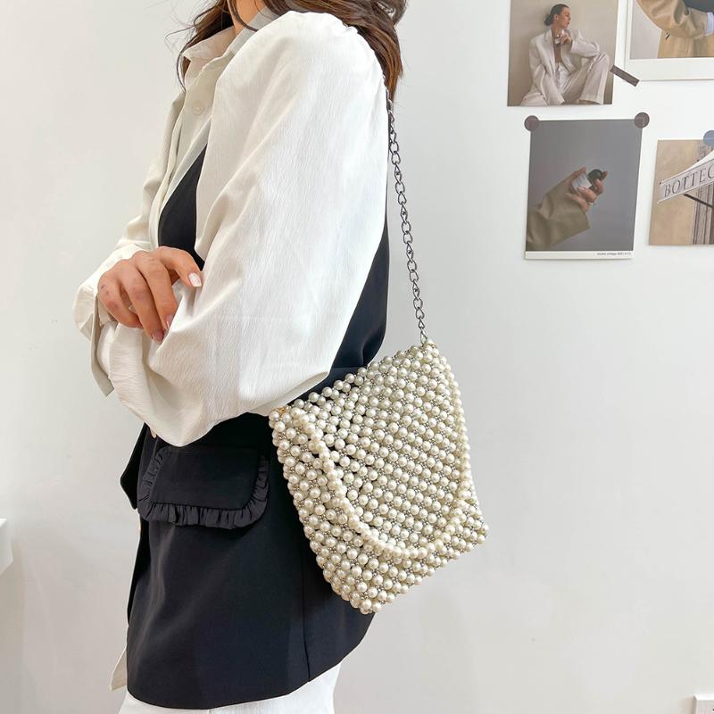 Evening Bags Fashion Pearls Beaded Shoulder Crossbody Bag Female Pearl Clutches Brand Designer Handbags Elegant Lady Drawstring Bucket BagEv, White
Evening Bags Fashion Pearls Beaded Shoulder Crossbody Bag Female Pearl Clutches Brand Designer Handbags Elegant Lady Drawstring Bucket BagEv, White