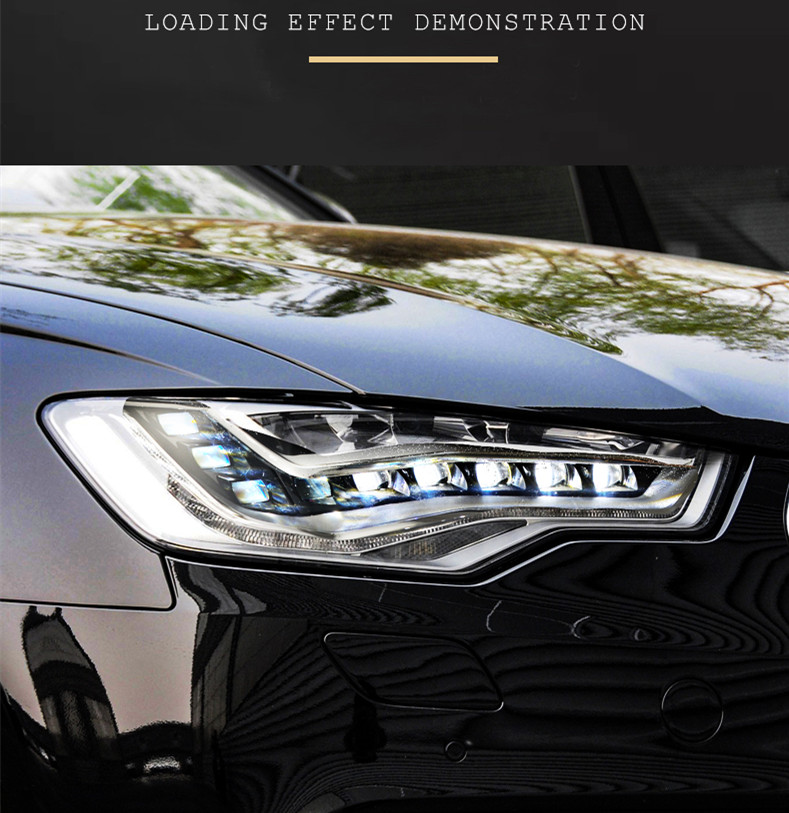 One Pair LED DRL Head Lights For Audi A6 2012-15 Upgrade A7 high beam front lamp Turn Signal Headlight Assembly