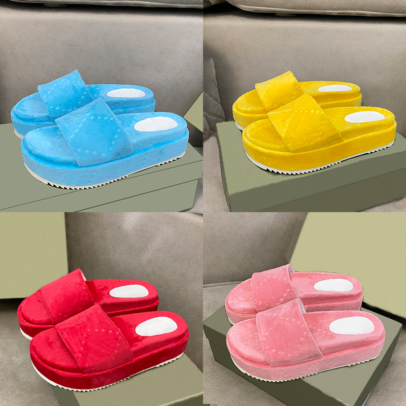 Newest designer slipper Cotton Sponge Logo Embossed Platform sandals men women shoes dark pink black yellow light blue red luxury sandal beach mens slides with box, Double box
Newest designer slipper Cotton Sponge Logo Embossed Platform sandals men women shoes dark pink black yellow light blue red luxury sandal beach mens slides with box, Double box