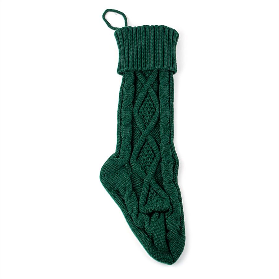 46cm Knitted Christmas Socks Christmas Tree Ornament Solid Color Children's Gift Candy Bag