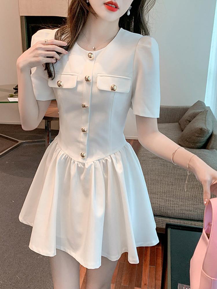 Party Dresses Korean Elegant Women Dress Casual Vintage O-Neck Short Sleeve Button Folds Slim Mini Club Street Girl Femme Mujer Vestido Summ, Black
Party Dresses Korean Elegant Women Dress Casual Vintage O-Neck Short Sleeve Button Folds Slim Mini Club Street Girl Femme Mujer Vestido Summ, Black