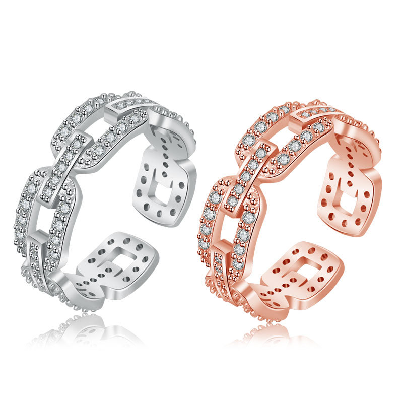 Free shipping retro vintage simple designer band rings jewelry for women hollow geometry korean fashion elegant dia love ring rose gold sier with crys